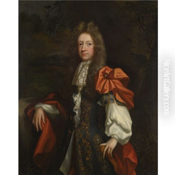 Portrait Of A Man (roger Mainwaring Of Kermincham ?) Oil Painting by Henri Gascars