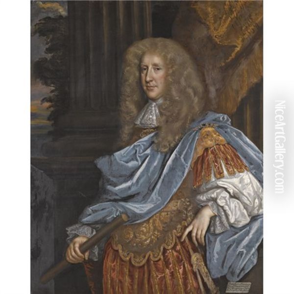 Portrait Of Robert Bruce, 1st Earl Of Ailesbury And 2nd Earl Of Elgin, Wearing Roman Armour Oil Painting by Henri Gascars