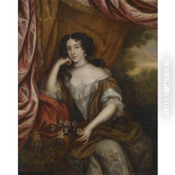 Portrait Of A Lady, Said To Be Louise De Keroualle, Duchess Of Portland Oil Painting by Henri Gascars