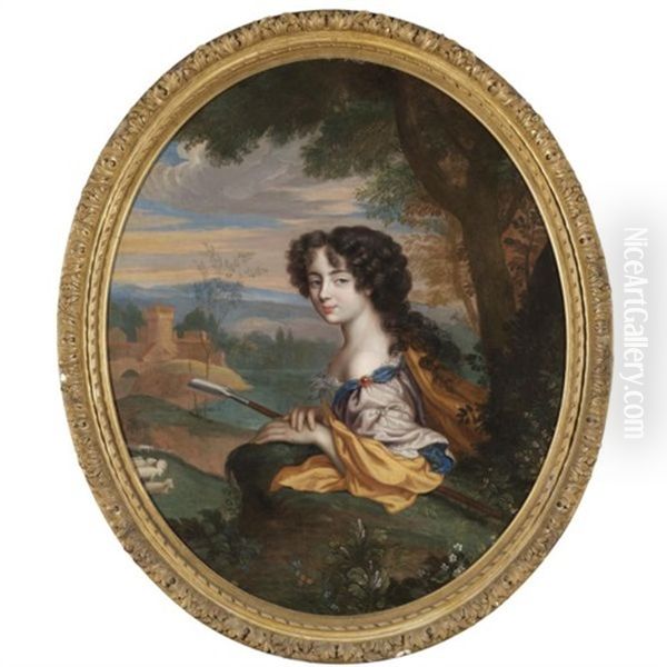 Portrait Of Jane Jenny Myddelton, Mrs May As A Shepherdess Oil Painting by Henri Gascars