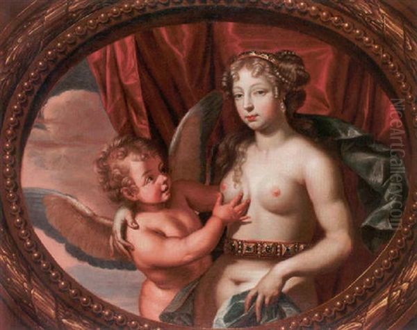 Portrait Of A Lady As Venus With Cupid Oil Painting by Henri Gascars