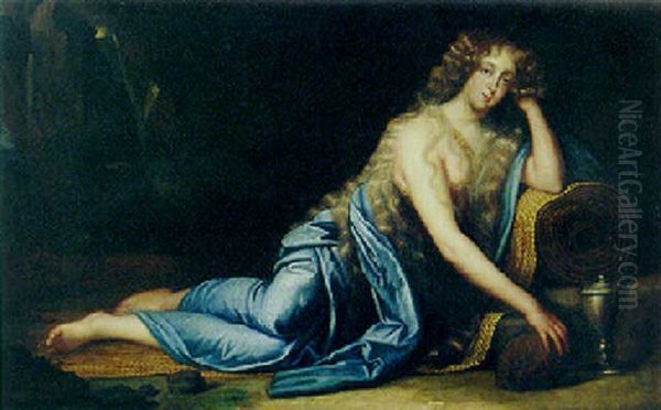 Portrait Of A Reclinig Lady As The Penitent Magdalen Oil Painting by Henri Gascars