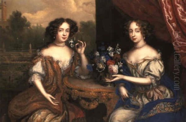 Portrait Of Lady Mary Somalia And Lady Anne Barrington Oil Painting by Henri Gascars