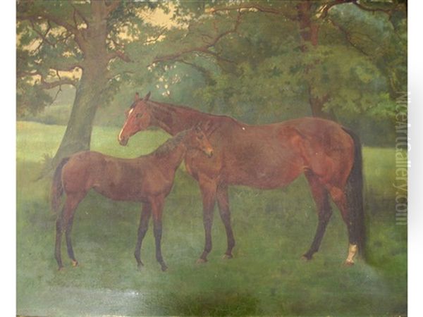 Ulster Queen And Foal By St. Simon Oil Painting by George Gascoyne