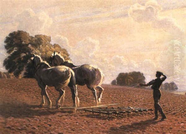 Plough Team Oil Painting by George Gascoyne