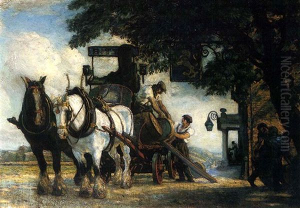 The Brewers Dray Oil Painting by George Gascoyne