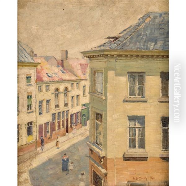 View From A High Window, Antwerp Oil Painting by Walter Bonner Gash