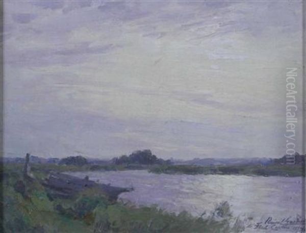 A Quiet Stretch Of The River Oil Painting by Percival Gaskell