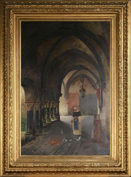 Kyrkointerior-den Helige Franciskus Oil Painting by Axel Axelson