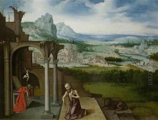 Hieronymus In Einer Landschaft Oil Painting by Lucas Gassel