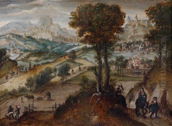 Weite Landschaft Mit Der Heiligen Familie Auf Der Flucht Nach Agypten Oil Painting by Lucas Gassel