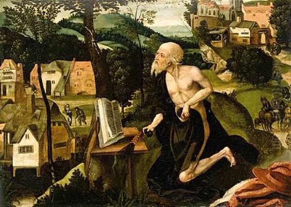 The Penitent Saint Jerome In A Landscape Oil Painting by Lucas Gassel