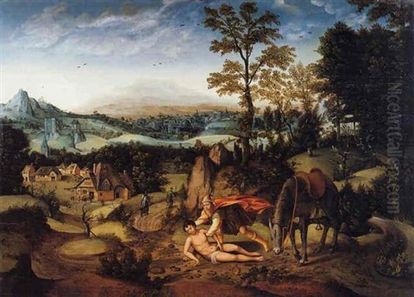 Landscape With The Good Samaritan Oil Painting by Lucas Gassel