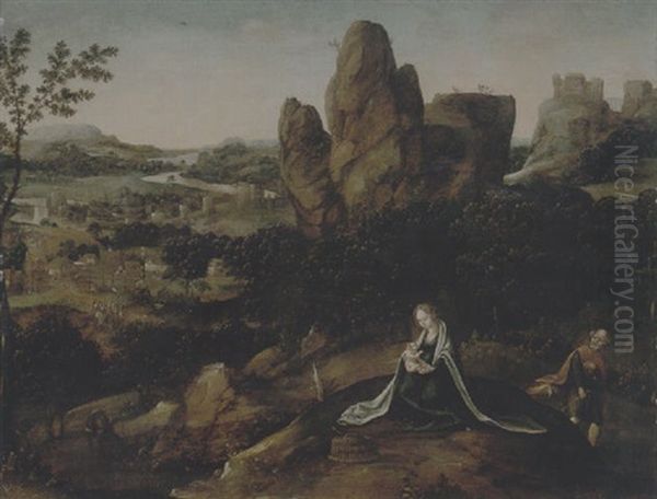 A Landscape With The Rest On The Flight Into Egypt Oil Painting by Lucas Gassel