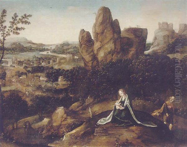 A Landscape With The Rest On The Flight Into Egypt Oil Painting by Lucas Gassel