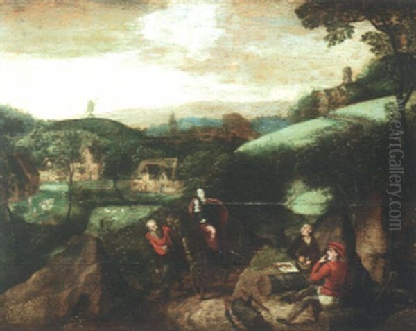 Landscape With The Flight Into Egypt Oil Painting by Lucas Gassel