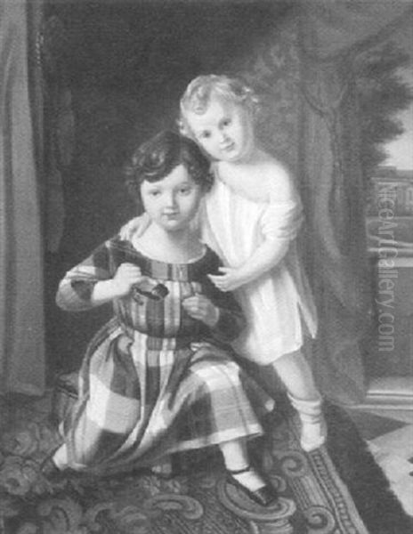 Bildnis Der Kinder Max Und Otto Jordan, Sohne Des Kommerzienrats Anton Jordan Oil Painting by Theophil (Gottlieb) Gassen