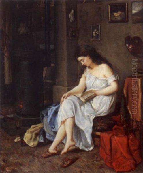 Modele Dans L'atelier Du Peintre Oil Painting by Alexandre de Gassowski