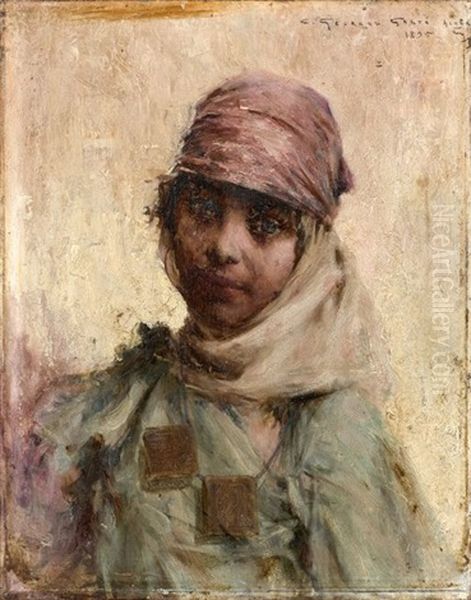 Portrait De Jeune Fille Oil Painting by Georges Gaste