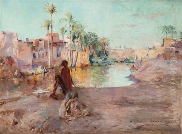 Jeune Garcon Medineh-el- Fayoum, Egypte Oil Painting by Georges Gaste