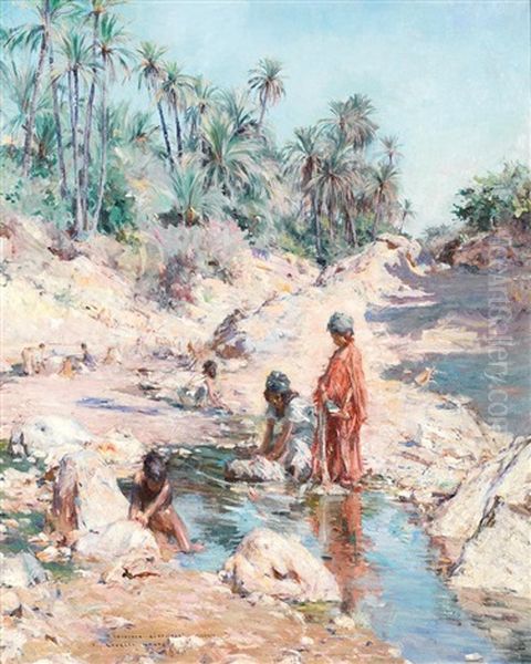 Laveuses Bedouines Oil Painting by Georges Gaste