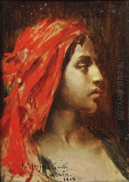 Tete D'egyptienne, Zhorah Oil Painting by Georges Gaste