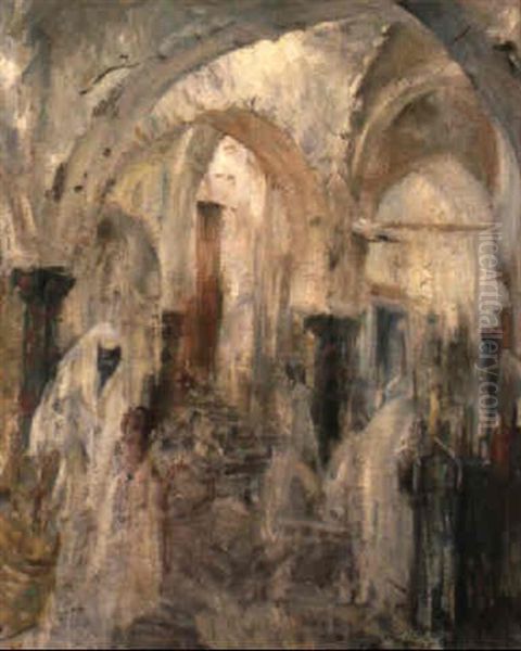 Tunis, Souk Des Parfums Oil Painting by Georges Gaste