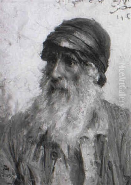 The Old Merchant, Cairo Oil Painting by Georges Gaste