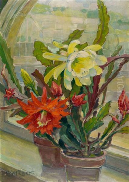 Still Life With Queen Of The Night Cactus Oil Painting by Anna Gasteiger