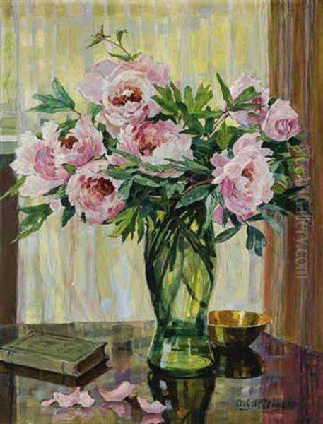 Pfingstrosenstraus In Einer Vase Oil Painting by Anna Gasteiger