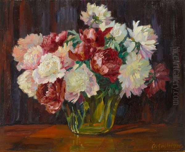 Blumenstillleben Mit Pfingstrosen Oil Painting by Anna Gasteiger