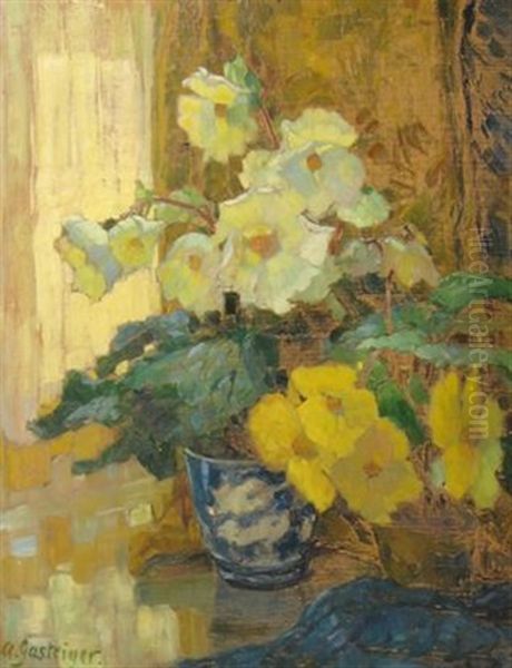 Weifee Und Gelbe Begonium Oil Painting by Anna Gasteiger