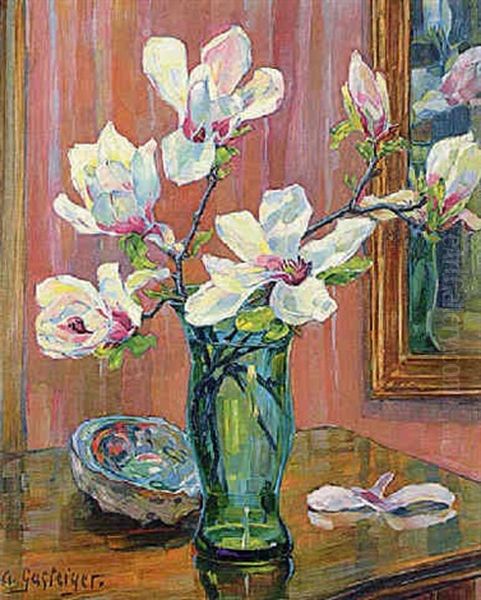 Magnolienbluten Oil Painting by Anna Gasteiger