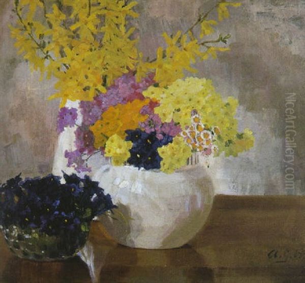 Blumenstrause Oil Painting by Anna Gasteiger