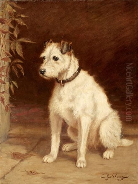 Seated White Terrier by Charles E. Gatehouse