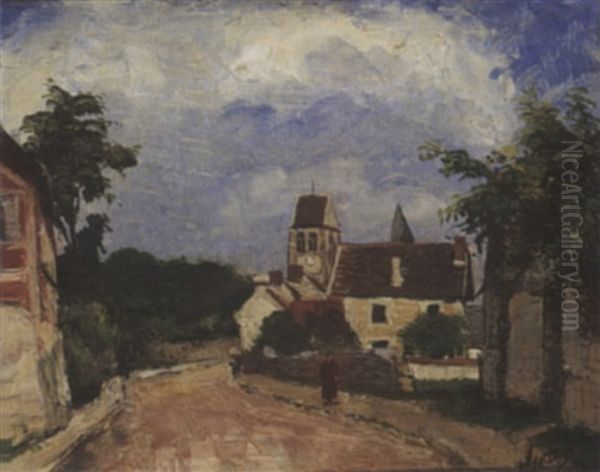 A View Of A French Village Oil Painting by Pierre Louis Gatier