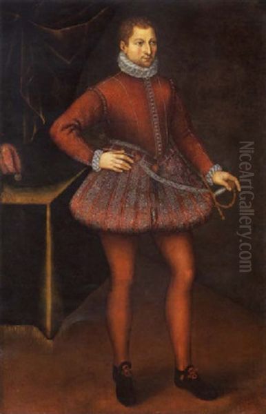 Ritratto Di Giovane In Abito Rosso Con Gorgera Oil Painting by Gervasio Gatti