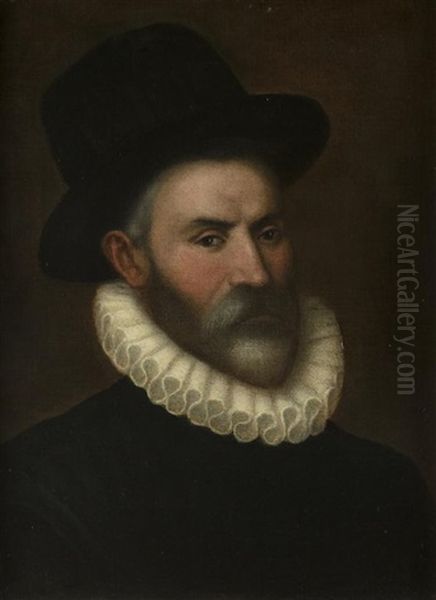 Portrait Of A Gentleman With A Black Headdress Oil Painting by Uriele Gatti