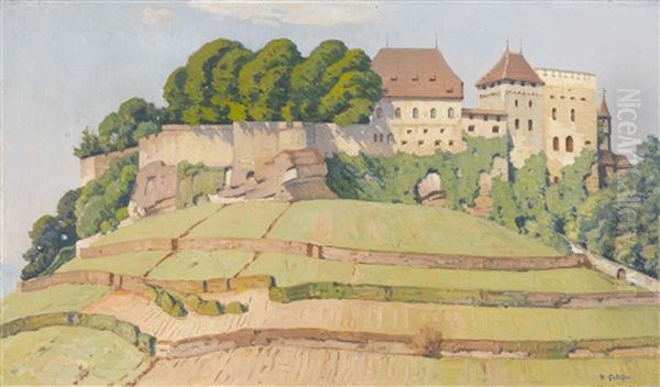 Schloss Lenzburg Oil Painting by Hermann Gattiker