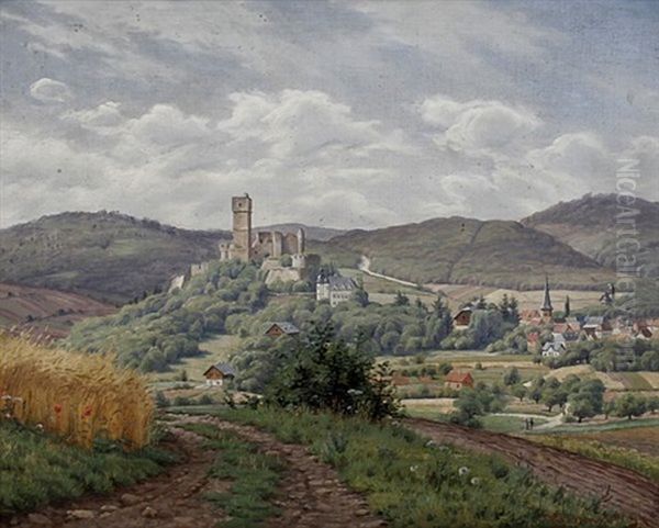 Blick Auf Das Dorf Und Die Burg Kronberg Oil Painting by Wilhelm Gattinger