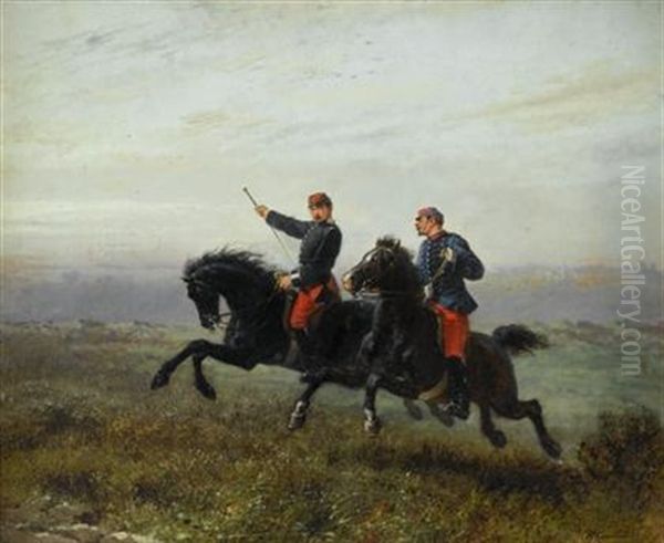 At Full Gallop Oil Painting by Alfred-Emile Gaubault