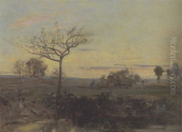 Landschaft In Abendstimmung Oil Painting by Leon Gaud