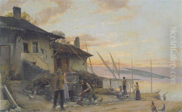 Bord De Lac Oil Painting by Leon Gaud