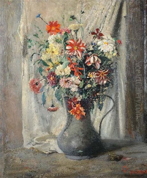 Vaso Di Fiori Oil Painting by Giuseppe Gaudenzi