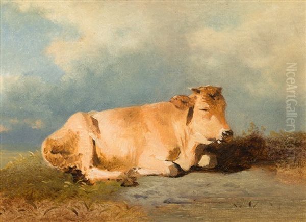 Ruhendes Rind Auf Der Weide Oil Painting by Friedrich Gauermann