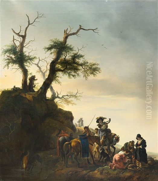 Rast Auf Dem Ruckweg Von Der Jagd Oil Painting by Friedrich Gauermann