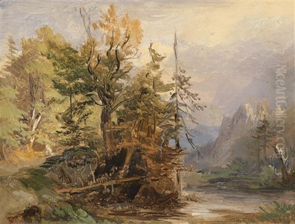 Kleine Landschaft Oil Painting by Friedrich Gauermann