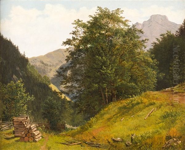 Landschaft Im Ausseerland Mit Blick Auf Den Berg Loser Oil Painting by Friedrich Gauermann