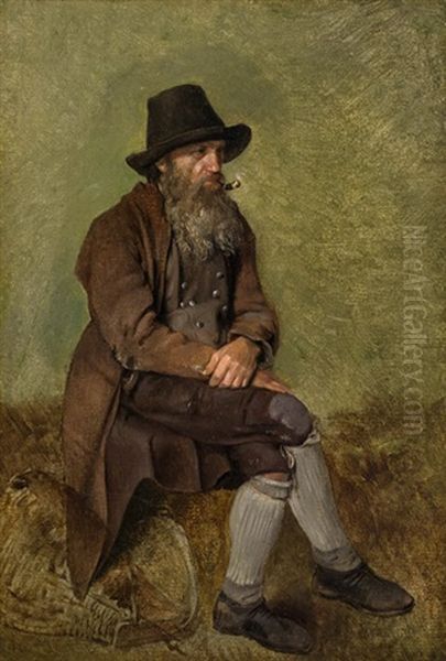 Bartiger Mann Mit Pfeife Oil Painting by Friedrich Gauermann