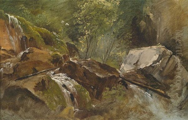 Wasserfall Oil Painting by Friedrich Gauermann